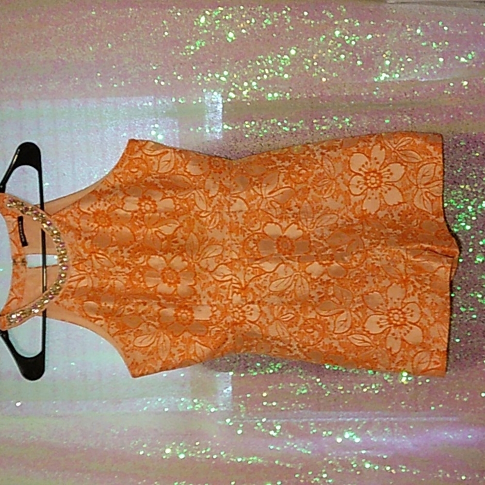 Orange Floral Print Romper
